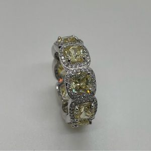 Sterling Silver and Cubic Zirconia Yellow Ring/ Size 6 and Size 7